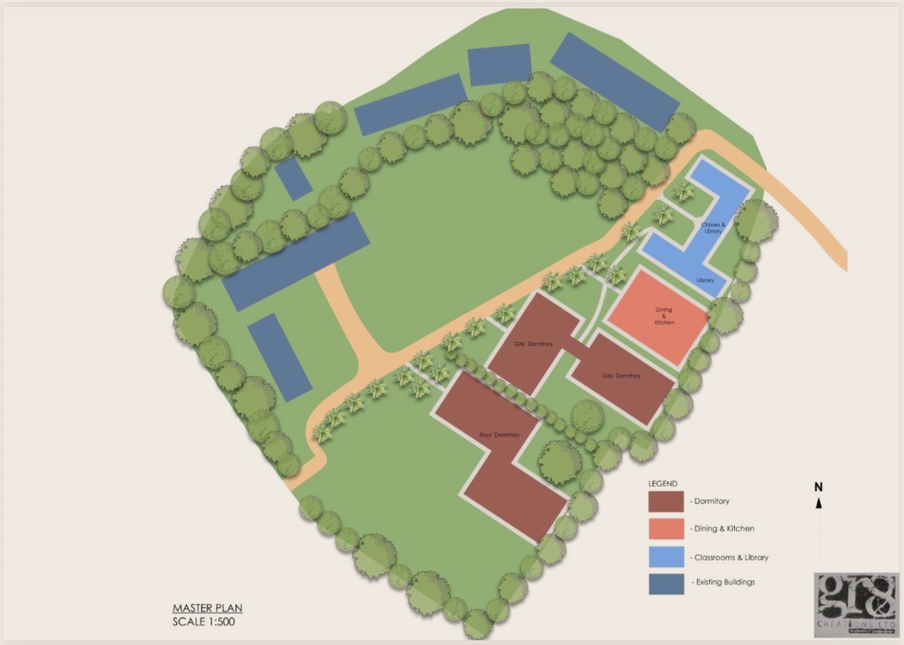 Master plan of the expansion, scale 1:500